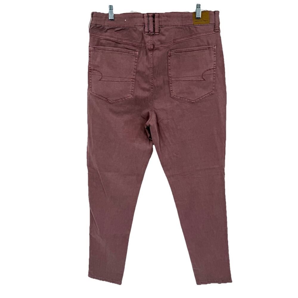 American Eagle Women’s 18 High Rise Jegging Next Level Stretch Mauve Tie Waist - Picture 3 of 9